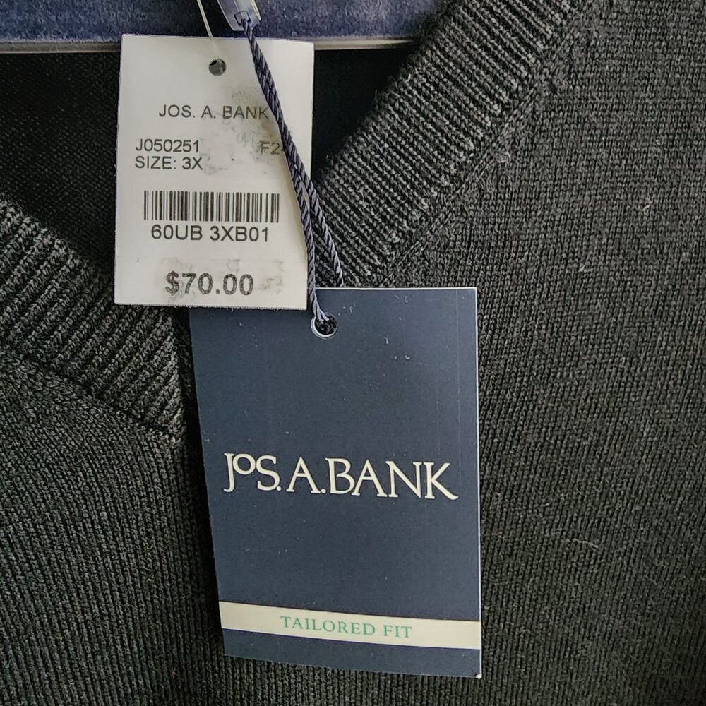 3xb Sweater Black Jos A Bank V Neck Merino Wool New Nwt Mens Tailored 3xl Size - Picture 4 of 16